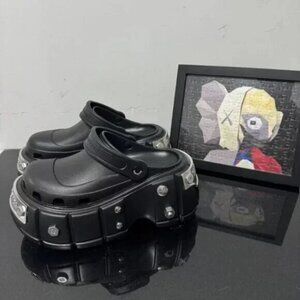 Balenciaga women's black platform crocs sandals